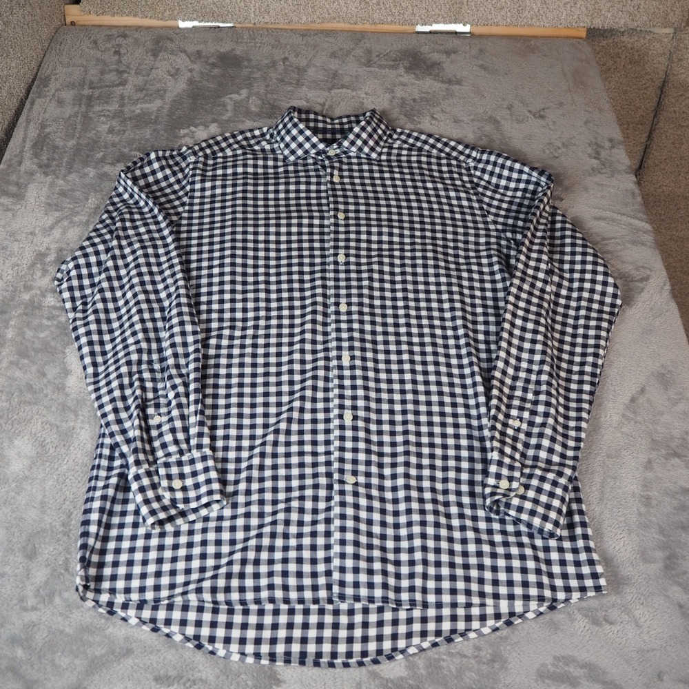 Eton Contemporary Fit Mens XL Black White Gingham Checkered Dress Shirt 44-17.5